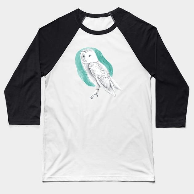 Owl Art Baseball T-Shirt by dinokate